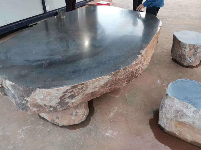 湛江黑大石凳石桌图片